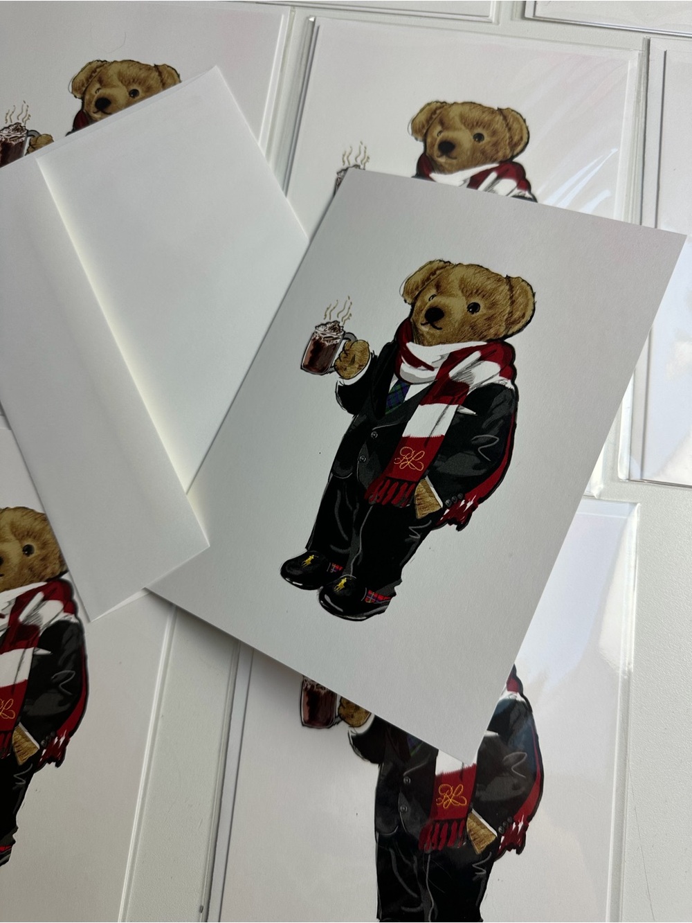 Polo Ralph Lauren Polo Bear with Hot Cocoa Blank Cards Stationary Set Of 11 NWT